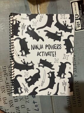Mead Ninja Powers Activate! Black & White Spiral Notebook